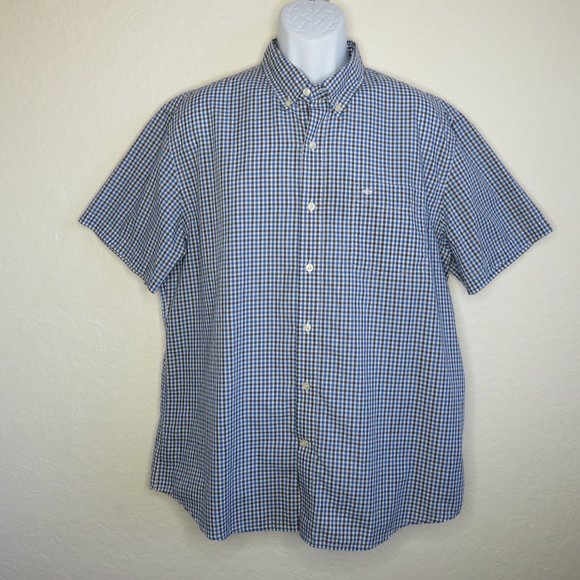 Dockers* Men's Short Sleeve Button Down Curved Hem‎ Pocket Plaid Shirt~ Size XL - Picture 1 of 11